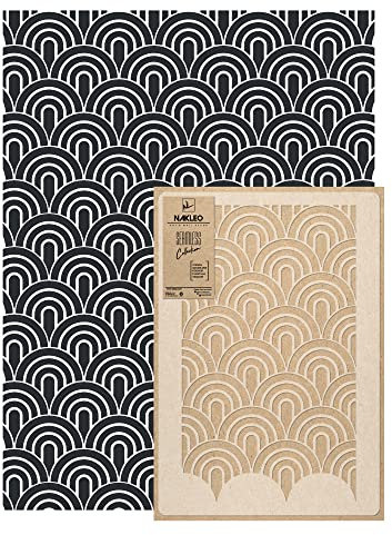 NAKLEO Wall Painting Stencil Large Size, 59x95cm New York Semicircle Arch Art Deco Reusable Plastic Template, Geometric Pattern Wallpaper, DIY Home Decor Craft, Wood Floor Furniture