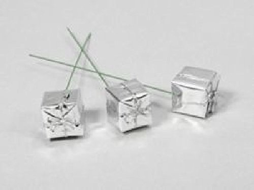 Schreiber Deko 60x Geschenkpäckchen am Pick/Silber / 25x25mm