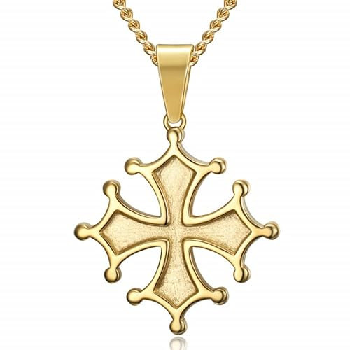 BOBIJOO Jewelry - Pendentif Collier Homme Croix Occitane Cathare Toulouse Languedoc Acier Inoxydable Or Doré Plaqué