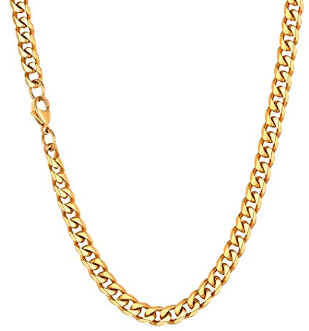 Richsteel 6mm breit 71cm Kette goldene Halskette herren Männer Panzerkette Halskette Punk Partnerkette Freundschaftskette für Model Sänger