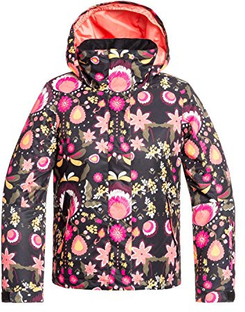 Roxy Jetty Girl-Veste de Ski/Snowboard Fille 8-16 Ans, True Black Folk Winter, FR : XL (Taille Fabricant : 14/XL)