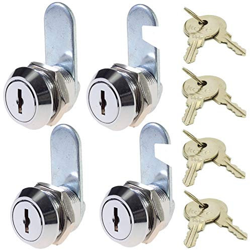 4 Pack 16mm Mailbox Cam Security Lock with Keys Cam Lock for Cabinet, Drawer, Cupboard, Locker, Door, Electric Box Computer Desk
