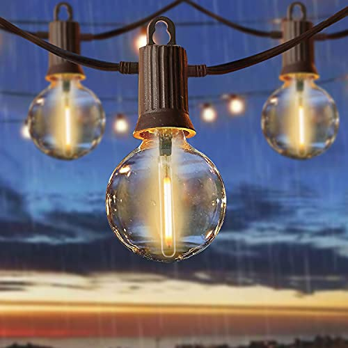 ZOTOYI LED Outdoor String Lights Mains Powered, 50Ft Waterproof IP65 Garden String Lights, 25+2 G40 Globe Bulbs(2 Spare), Shatterproof Festoon Lights for Outside Bistro Backyard Party Cafe