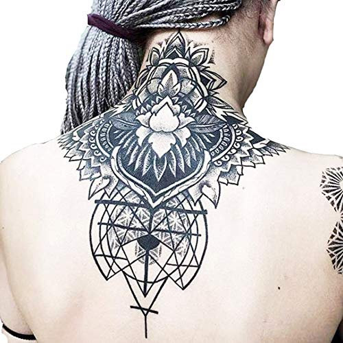 Extra Large Temporaire Tatouages ​​​​floraux Adultes pour Femmes Temporaire Cou Longue Durée Temp Réaliste Faux Tatouage Unique Mandala Corps Fleurs