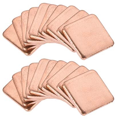 sourcing map 20Stk. Flach IC Chipatz Thermisch Kupfer Kühlkörper für CPU GPU RAM 15x15x1,8mm