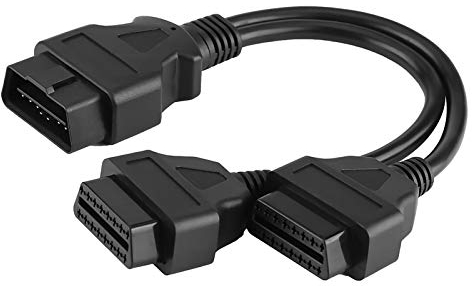 für OBD II für OBD2 16-poliger Verlängerungssplitter Y-Kabelwagen 16-poliger Stecker auf doppelte Buchse für OBD2 für OBDII Y-Splitter-Adapter Verlängerungskabel-Diagnosewerkzeug 31 cm Länge