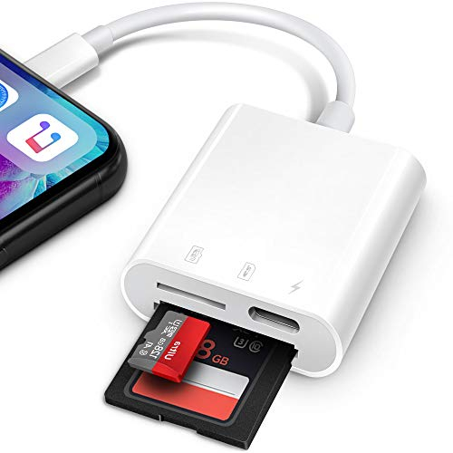 AkHolz 2 in 1 SD Card Reader for iPhone iPad Camera Card Viewer Trail Game Camera DSLR Dash Cams, Portable No App Required