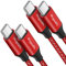 etguuds Câble USB C vers USB C [1M Lot de 2], Cable C vers C 60W Charge Rapide Cordon en Nylon Tressé pour iPhone 15 Pro Max Samsung Galaxy S24 S23 S21 S20 Note 20 A54 A34-Rouge