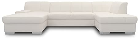 DOMO. collection Wohnlandschaft Star, Leder-Sofa in U-Form, Polstergarnitur, Couch 150 x 304 x 150 cm (BxTxH), in Kunstleder weiß