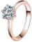 JewelryWe Schmuck Damen-Ring Solitärring Damen Verlobungsring mit Zirkonia Edelstahl Eheringe Ring Hochzeitsringe Rosegold Valentinstag Lieben Geschenk für Frauen Mädchen Größe 65