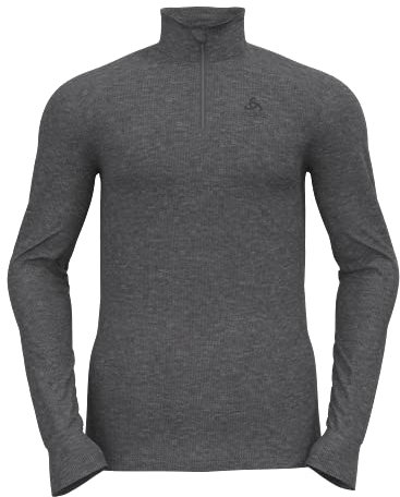 Odlo Herren Funktionsunterwäsche Langarm Shirt mit Reißverschluss ACTIVE WARM ECO, odlo steel grey melange, XXL