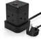 Cube Extension Lead 5M Black Baykul 4 Way Extension Plug Cable with 3 USB Ports (5V/2.4A) Power Strip Multi Plug Extension Cord for Home Office Travel Dorm Room