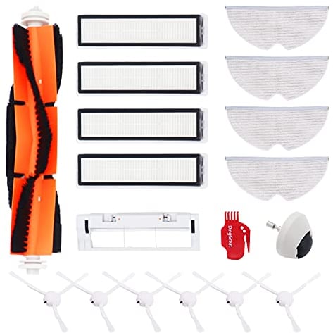 DingGreat Accessoires pour Dreame D9 / Dreame L10 Pro Robot aspirateur -1 Brosse Principale, 6 Brosses Latérales, 4 Filtres, 1 Brosse Principale Couverture, 4 Chiffons à Vadrouille, 1 Roue Avant
