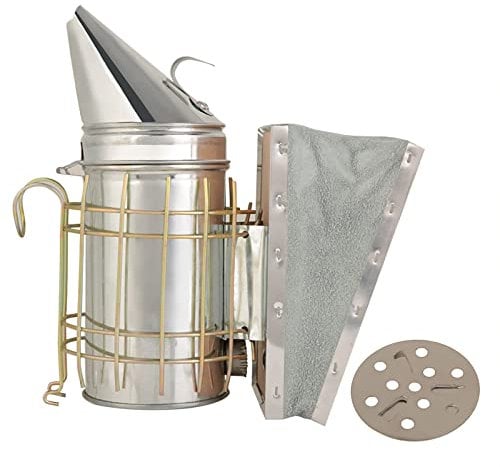 Joyzan Bienenstock-Räucherofen aus verzinktem Eisen Bienenstock-Räucherofen mit Hitzeschild Bienenstock-Ausrüstung Bienenschutzschild für Arbeitsanzug Imker notwendig