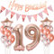 Deko 19. Geburtstag Rosegold - Luftballons, Girlande, Banner für Mädchen - Dekoration Set
