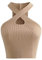 KOEMCY Crop Top Damen Ärmellos Bauchfrei Knitted Sexy Camisole Tank Top Casual Unterhemd (Khaki)