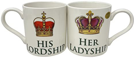 HTUK His Lordship & Her Ladyship Ceramic Mugs Set 10 oz with Gift Box