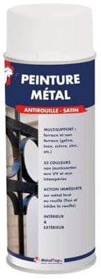 Metaltop - Peinture Metal - Blanc pur - RAL 9010 - Bombe 400mL