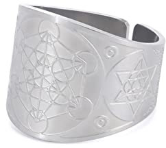 SIPURIS Metatron Cube Ring für Männer Frauen Magic Herren Erzengel Fingerringe Siegelring Band Edelstahl Heilige Geometrie Hexagramm Schutz Amulett Ring Statement Band, 10