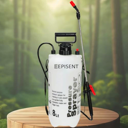 EPISENT Pressure Pump Sprayer – 8L Garden Pressure Sprayer with Adjustable Mist & Jet Nozzle, Carry Strap, 60cm Long Lance, Leakproof Tank – Pump Action Sprayer for Weed Killer, Roof & Patio Cleaning