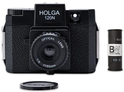Holga 120N Rollfim Kamera artLINE im Set mit schwarz/weiß Film und Batterien
