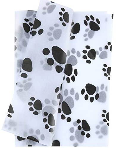 30stk Geschenkpapier Seidenpapier, 50x35cm Hundepfoten-Seidenpapier Seidenpapier zum Verpacken Lose zum Verpacken Weihnachten Hochzeit Geburtstagsfeier DIY-Kunsthandwerk (Weißer Hintergrund)