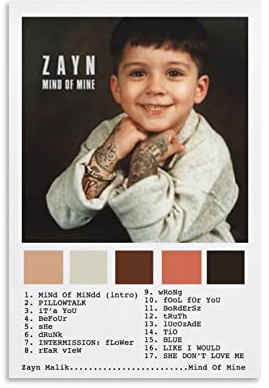 Zayn Malik, Mind of Mine Poster Dekorative Malerei Leinwand Wandkunst Wohnzimmer Poster Schlafzimmer Malerei, Leinwand Kunst Poster Und Wandkunst Bilddruck Moderne Familienzimmer Dekor 12x18inch(30x45