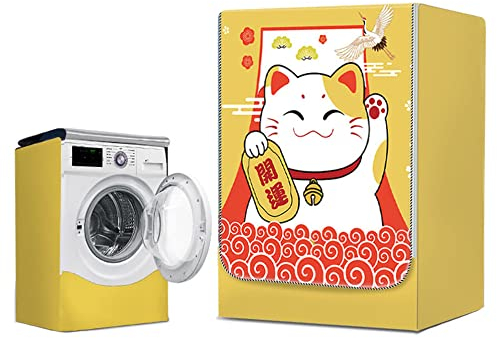 Highdi Housse de Protection pour Machine à Laver, Chargement Frontal Housse Étanche à l'eau et à La Poussière avec Ouverture Frontale (Grue et Chat,Capacité L 10.5-12kg)