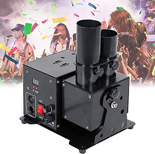Elektrische Papierstrahlmaschine, Elektrische Konfetti-Maschine mit zwei Köpfen Sprühabstand: 10-15 m, DMX512 Fernbedienung, für Bühnenshows, Clubpartys, Konzerte, Discos, Hochzeitsfeiern