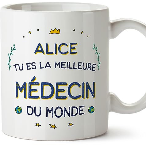 Mugffins Tasses Personnalisables pour MÉDECIN femme - En Français - Cadeau Personalisé- Meilleur du Monde - 11 oz / 330 ml