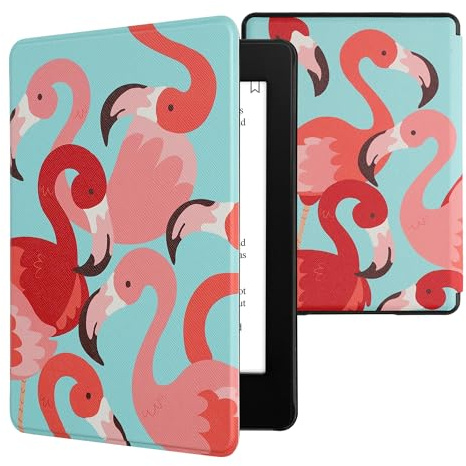 Kwmobile Case Compatible with Amazon Kindle Paperwhite 11 Generation 2021 - PU Cover With Magnet - Flamingos Dark Pink/Pink/Red