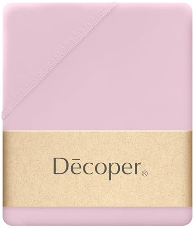 Decoper ® Mako-Feinjersey Spannbettlaken aus 100% Baumwolle | Atmungsaktiv & kuschelig weich | Oeko-Tex Zertifiziert | bis 25 cm Matratzenhöhe | 140-160 cm x 200 cm | Farbe Rose