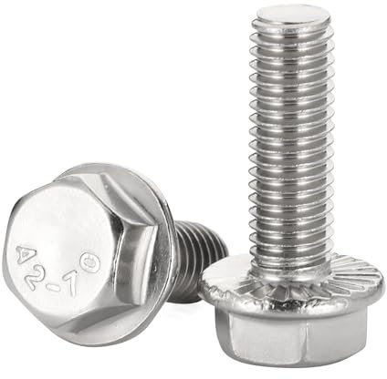 Tornillos hexagonales con brida de 3/8-16 x 1-1/2 pulgadas, acero inoxidable 304, totalmente roscado, 10 unidades