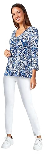Roman Originals Smock Tunic Top for Women UK - Ladies Everyday Autumn Winter V-Neckline Comfy Soft Evening Vacation Work Party Night Out
