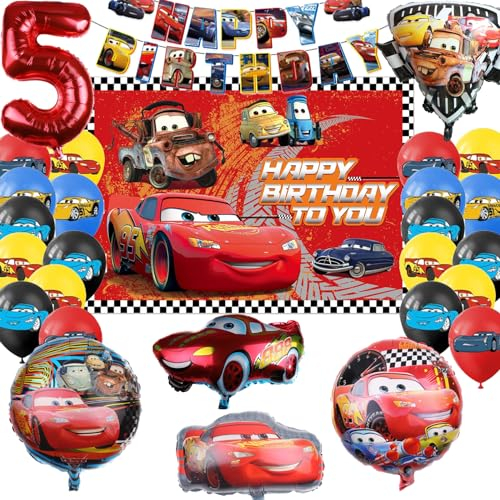 Palloncino Mcqueen per 5 anni, Sfondo di McQueen, Decorazioni per feste di compleanno con tema Cars, Striscione di compleanno Mcqueen, Perfetto per feste di compleanno dei bambini
