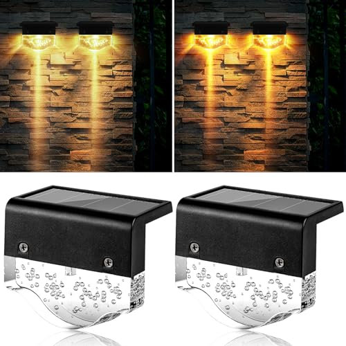 Niaetuto 2PCS Lampes Solaires Exterieures,Eclairage Exterieur Solaire avce 2 Modes Couleur,Imperméable Lumiere Solaire Exterieur Decoration pour Clôture,Escalier,Chemin,Jardin,Patio,Pelouse