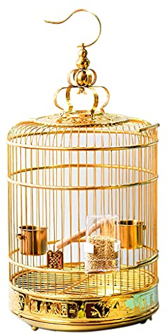 NEWNAN Birdcages Gold-Vogelkäfig, groß, rund, Myna-Zuchtkäfig aus Edelstahl, tragbarer Vogelkäfig, Heimtierbedarf, Haustierkäfige (DREI Größen), Vogelträger (40 cm)
