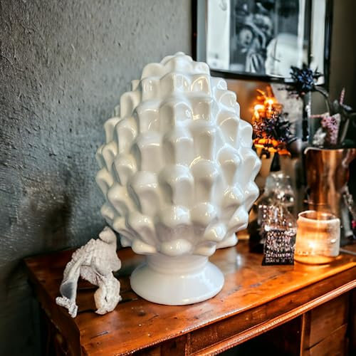 GMM Statuen Kunstskulpturen aus Keramik, dekorativ, sizilianisches Design, Glücksbringer-Dekoration (14 x 22, Weiß)