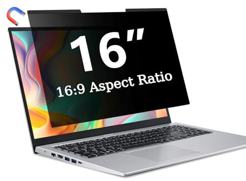 ZOEGAA Magnetischer 40.6 cm Laptop Sichtschutz, Abnehmbarer 16:9 Laptop Bildschirm Sichtschutzschild, Anti-Spionage, Anti-Blendung, Blaustrahl-Reduzierung, Kompatibel mit HP/Dell Acer/Asus/Lenovo