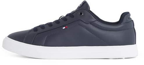 Tommy Hilfiger Herren Court Sneaker Icon Flag Essential aus Leder, Blau (Desert Sky), 42