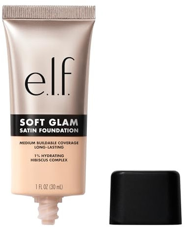 e.l.f. Soft Glam Satin Foundation, Mittlere Deckkraft, Langanhaltend & Aufbaubar, Für ein Glattes, Satinartiges Finish, Vegan & Tierversuchsfrei, 14 Fair Cool