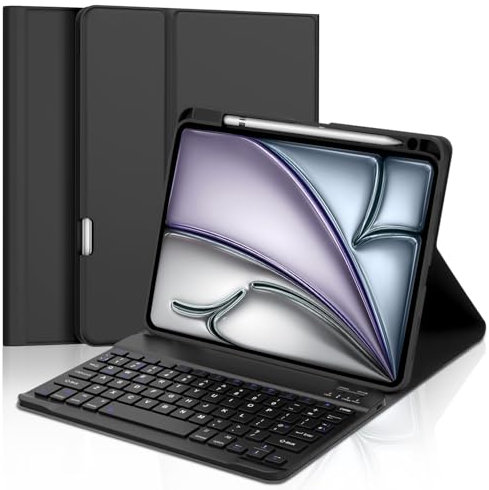 FOGARI iPad Air 11 Keyboard Case (M3 2025/M2 2024), Keyboard Case for iPad Air 7/6/5/4 11''/10.9'' - UK Layout Bluetooth Detachable - Black