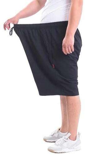 AlHECE Kurze Hosen Herren Sommer Casual Shorts Für Dicke Männer Atmungsaktive Weiche Sportshorts Männlich Übergroße Strandshorts Streetwear Short Hosen 9Xl-Schwarz-7Xl (140-160 Kg)