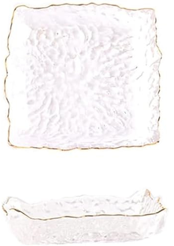 Tazón de fideos Phnom Penh-plato de ensalada de vidrio transparente, plato cuadrado para postre, plato original para fruta, plato de cena, plato para aperitivos de fácil limpieza Plato de servir