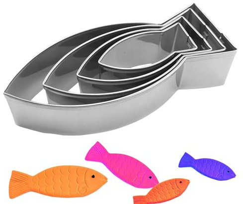 Fisch-Ausstechformen, Fisch-Cracker-Ausstecher,Backform Edelstahl 4 Stück - Ausstechformen „Ocean Creatures“, Ausstechformen zum Backen, Sandwich-Fondant-Keksformen