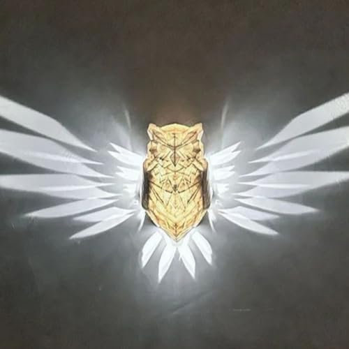 Owl Wall Light Eagle Lamp,Bald Eagle Wall Light, Led Kunstharz Wandleuchte,Lampe Eule Batteriebetriebenes led wall light, Wandkunst-Deko Hinterhof (Eule)