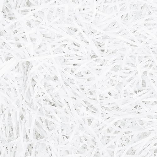 200g Raffia Remplissage Cadeau Hamper Shred Papier Déchiqueté Remplissage Cadeau pour Party Hamper Remplissage et Emballage Cadeau pour Boîte Cadeau Décorations (Blanc)