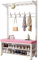 Hall Tree Banc porte-manteau avec rangement à chaussures pour chambre à coucher et entrée Montage facile Porte-manteau en métal 4 en 1 Design D 172 x 33 x 60 cm