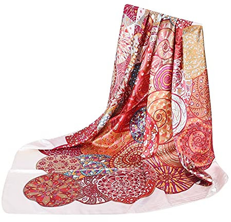 Handschuhe, Mütze, Schal, Set, Damen, Seide, Stirnband, Schal, Schal, Damen, Boho, bedruckt, Gefühlschal, gewellter Schal, beige, One size