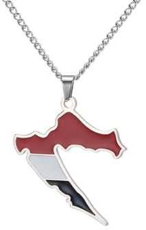 IOETSEUT Frauen Kette Halskette Männer Kreuz Drip Oil Kroatien Karte Halsketten Frauen Männer Gold Silber Farbe Kroatische Flagge Anhänger Patriotischer Schmuck Geschenke Geschenke für ihn